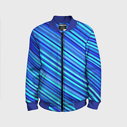 Детский бомбер Сине голубые узорчатые полосы