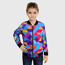 Бомбер детский Геометрическая абстракция красок, цвет: 3D-черный — фото 2