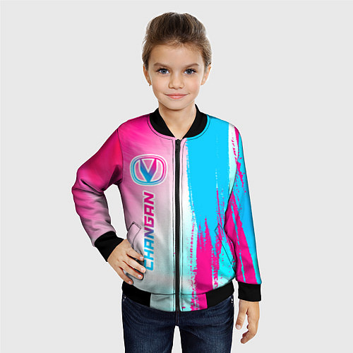 Детский бомбер Changan neon gradient style: по-вертикали / 3D-Черный – фото 4