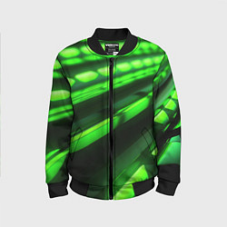 Бомбер детский Green neon abstract, цвет: 3D-черный