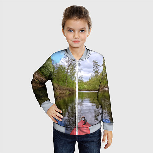 Детский бомбер Красная байдарка / 3D-Серый – фото 4