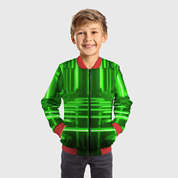 Бомбер детский Зеленые световые объекты, цвет: 3D-красный — фото 2