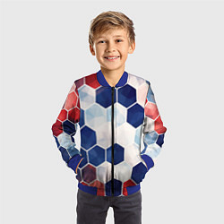 Бомбер детский Плиты белые синие красные, цвет: 3D-синий — фото 2