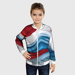 Бомбер детский Белые синие красные волны, цвет: 3D-белый — фото 2