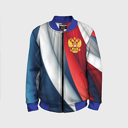Бомбер детский Герб России абстракция, цвет: 3D-синий