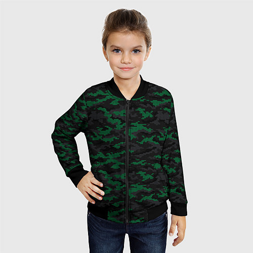 Детский бомбер Точечный камуфляжный узор Spot camouflage pattern / 3D-Черный – фото 4