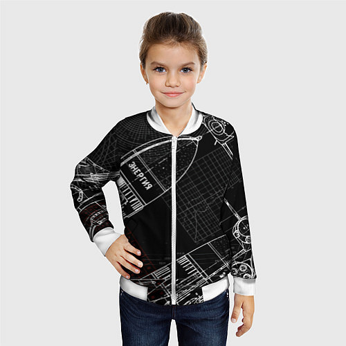 Детский бомбер Чертеж ракеты / 3D-Белый – фото 4