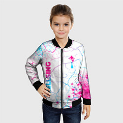 Бомбер детский Hellsing neon gradient style: надпись, символ, цвет: 3D-черный — фото 2