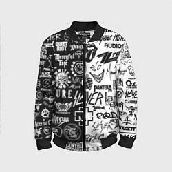 Бомбер детский Логотипы лучших рок групп, цвет: 3D-черный