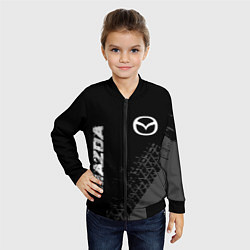 Бомбер детский Mazda speed на темном фоне со следами шин: надпись, цвет: 3D-черный — фото 2