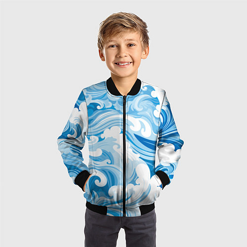 Детский бомбер Голубые волны / 3D-Черный – фото 3