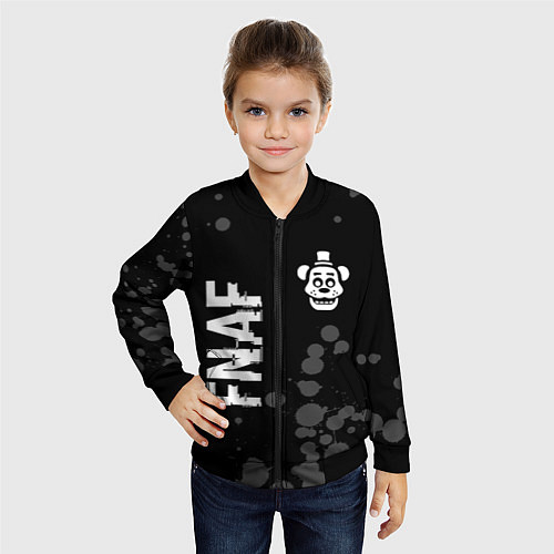 Детский бомбер FNAF glitch на темном фоне: надпись, символ / 3D-Черный – фото 4