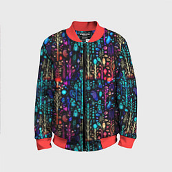 Бомбер детский Флуоресцентные Цветы, цвет: 3D-красный