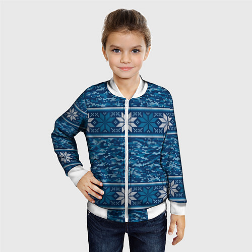 Детский бомбер Камуфляжный свитер - алатырь / 3D-Белый – фото 4