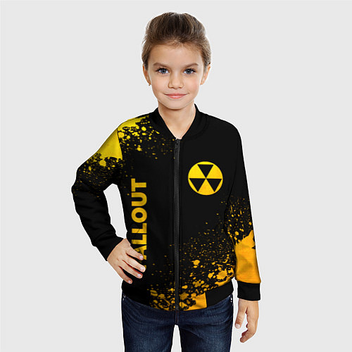 Детский бомбер Fallout - gold gradient: надпись, символ / 3D-Черный – фото 4