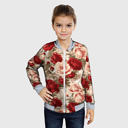 Бомбер детский Розы паттерн, цвет: 3D-серый — фото 2