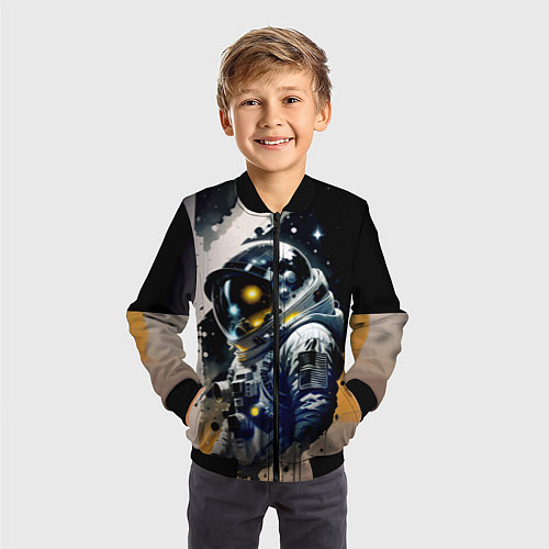 Детский бомбер Космонавт в скафандре - набросок / 3D-Черный – фото 3