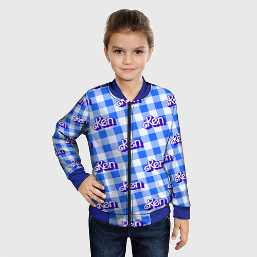 Детский бомбер Голубая клетка паттерн - Кен / 3D-Синий – фото 4