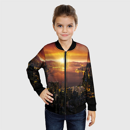 Детский бомбер Китай - Гон конг / 3D-Черный – фото 4
