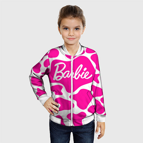 Детский бомбер Животный паттерн - Барби / 3D-Белый – фото 4