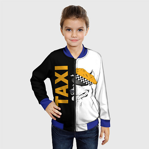Детский бомбер Собака в кепке таксиста / 3D-Синий – фото 4