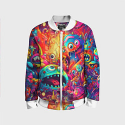 Бомбер детский Кислотные чудики, цвет: 3D-белый