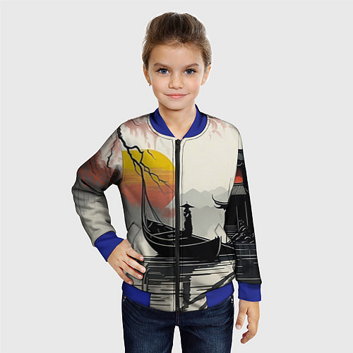 Детский бомбер Красота Японии / 3D-Синий – фото 4