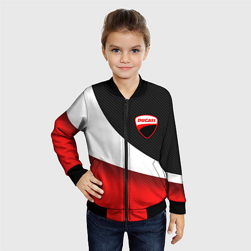 Детский бомбер Ducati - красно-черный / 3D-Черный – фото 4