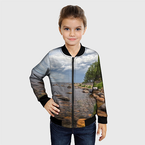 Детский бомбер Лодка на Ладоге / 3D-Черный – фото 4