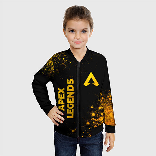 Детский бомбер Apex Legends - gold gradient: надпись, символ / 3D-Черный – фото 4