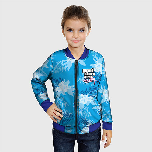 Детский бомбер Цветочный паттерн - GTA vice city / 3D-Синий – фото 4