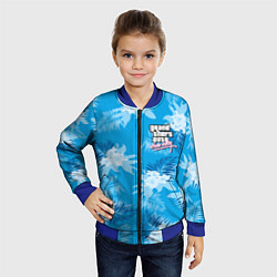 Бомбер детский Цветочный паттерн - GTA vice city, цвет: 3D-синий — фото 2
