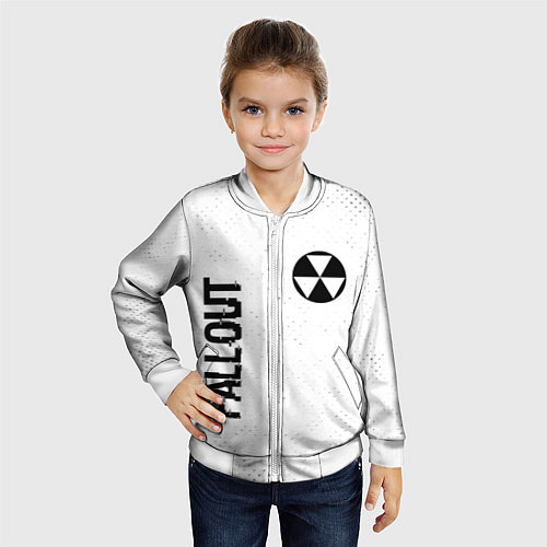 Детский бомбер Fallout glitch на светлом фоне: надпись, символ / 3D-Белый – фото 4