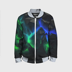 Бомбер детский Разлом синих и зеленых плит, цвет: 3D-серый