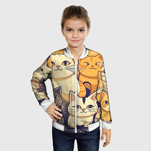 Детский бомбер Кошачий принт от нейросети / 3D-Белый – фото 4