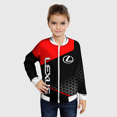 Детский бомбер Lexus - red sportwear / 3D-Белый – фото 4