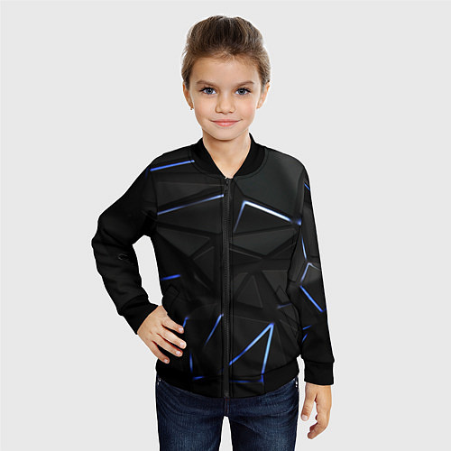 Детский бомбер Black texture neon line / 3D-Черный – фото 4