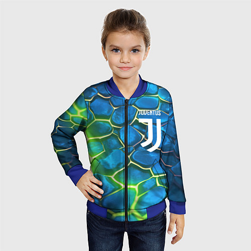 Детский бомбер Juventus blue green neon / 3D-Синий – фото 4
