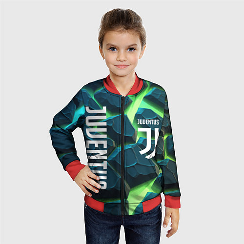 Детский бомбер Juventus green neon / 3D-Красный – фото 4