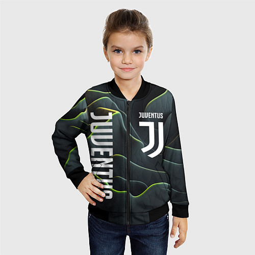 Детский бомбер Juventus dark green logo / 3D-Черный – фото 4