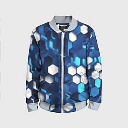 Детский бомбер Cyber hexagon Blue