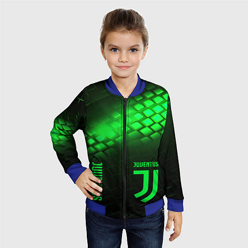 Детский бомбер Juventus green logo neon / 3D-Синий – фото 4