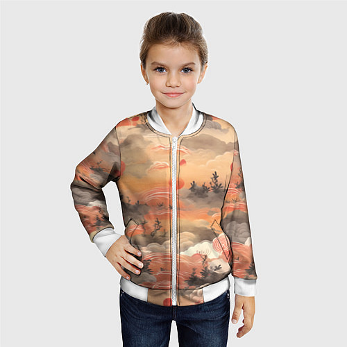Детский бомбер Japen pattern / 3D-Белый – фото 4