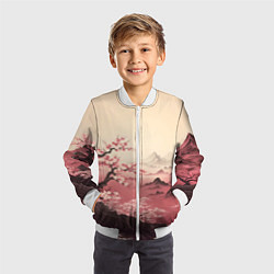 Бомбер детский Сакура в горах, цвет: 3D-белый — фото 2
