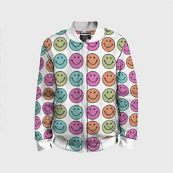Бомбер детский Smiley face, цвет: 3D-белый