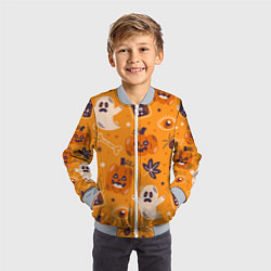 Бомбер детский Хэллоуин - тыквы и приведенья, цвет: 3D-серый — фото 2