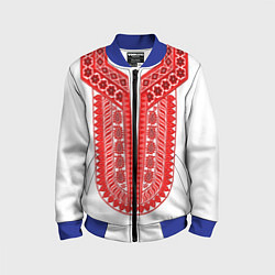 Бомбер детский Красная славянская вышиванка, цвет: 3D-синий