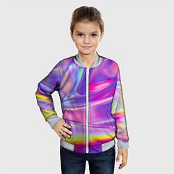 Бомбер детский Радужное северное сияние, цвет: 3D-серый — фото 2