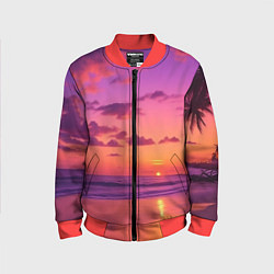 Бомбер детский Пляж vice city, цвет: 3D-красный