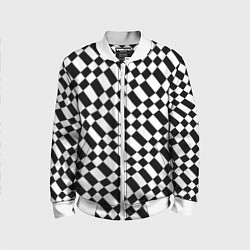 Бомбер детский Шахматка искажённая чёрно-белая, цвет: 3D-белый